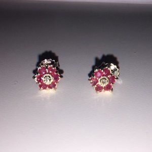 Genuine Ruby sterling silver stud earrings